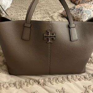 Tory Burch Grey pebbled tote bag